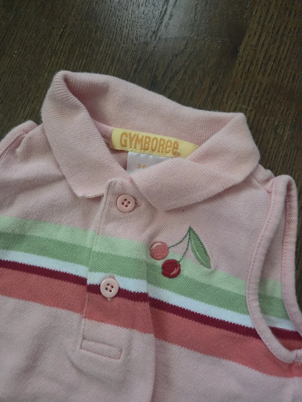 Vtg GYMBOREE Girls 3/6M Pink Cherry Tennis Dress